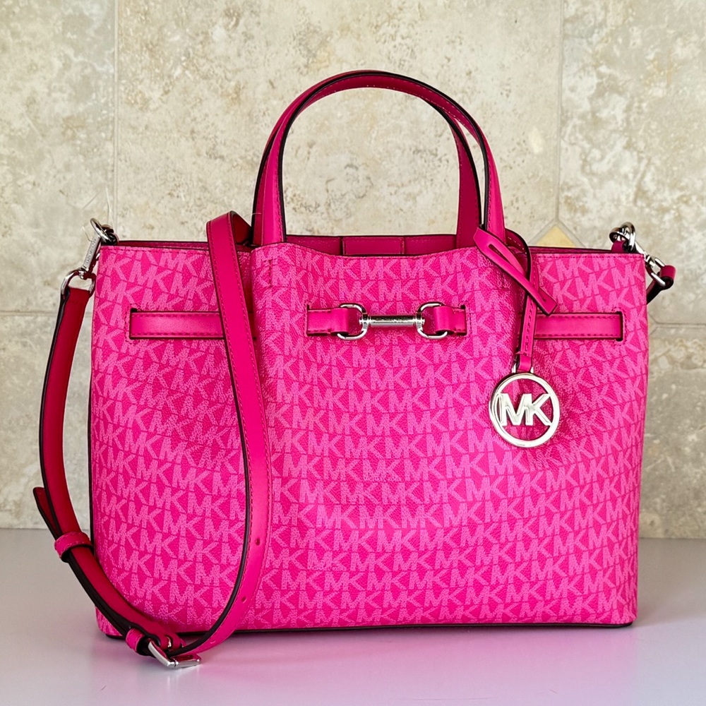 Michael Kors Carson MD Satchel Shoulder Bag MK Dragonfruit - Picture 3 of 14